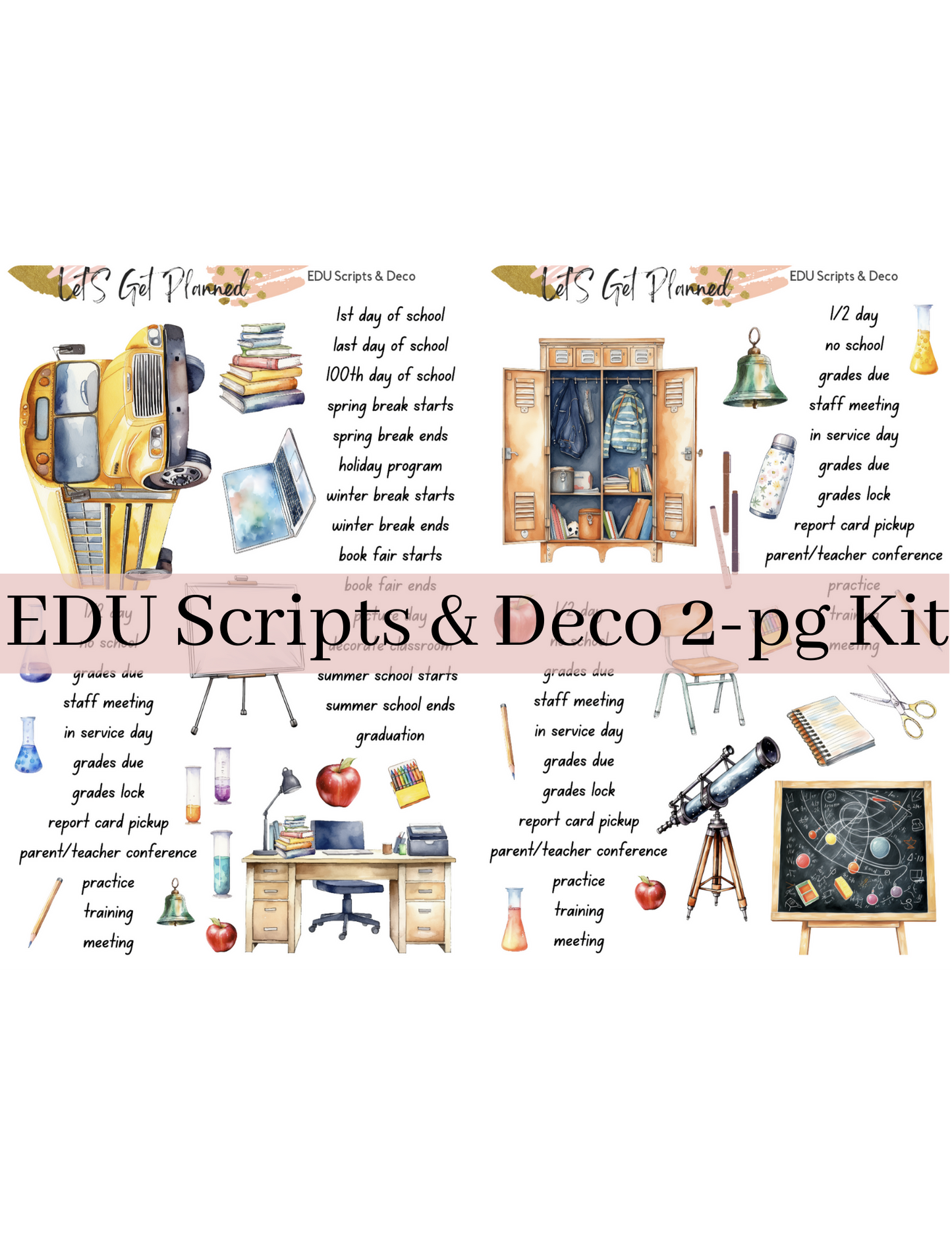 LGP 2023 EDU Scripts & Deco 2-pg Kit – Let's Get Planned Boutique
