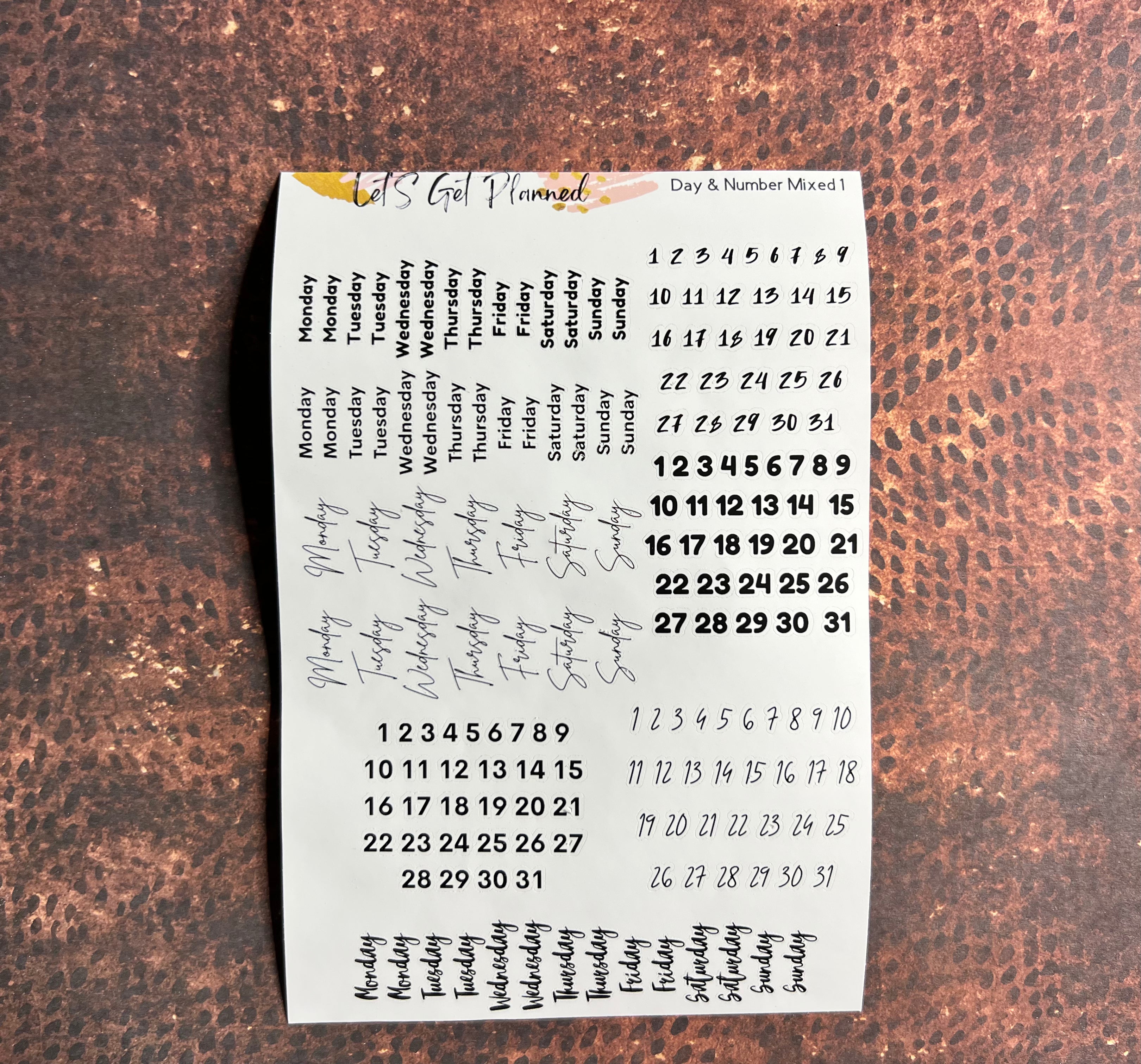 Number Header Design Mini Mixed Day & Number Header Stickers – Let's Get Planned Boutique