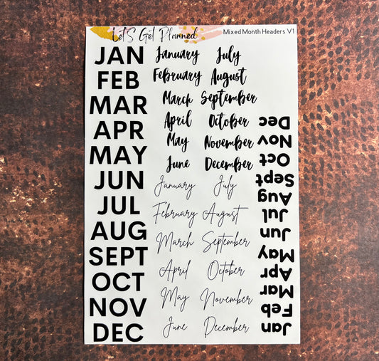 Mixed Monthly Header Stickers